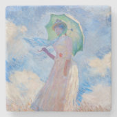 Claude Monet - Vrouw met een parasol naar links Stenen Onderzetter (Voorkant)