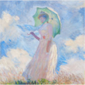Claude Monet - Vrouw met een parasol naar links Sticker (Voorkant)