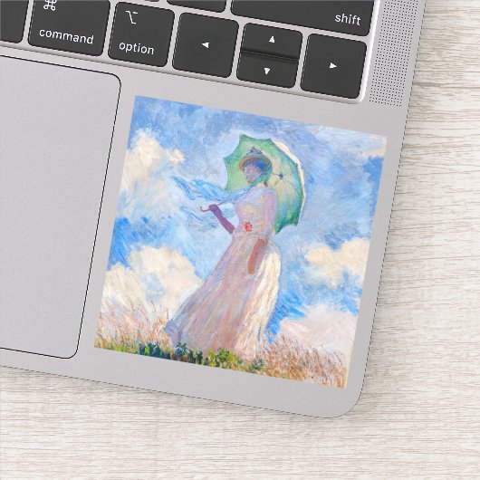 Claude Monet - Vrouw met een parasol naar links Sticker (Detail)