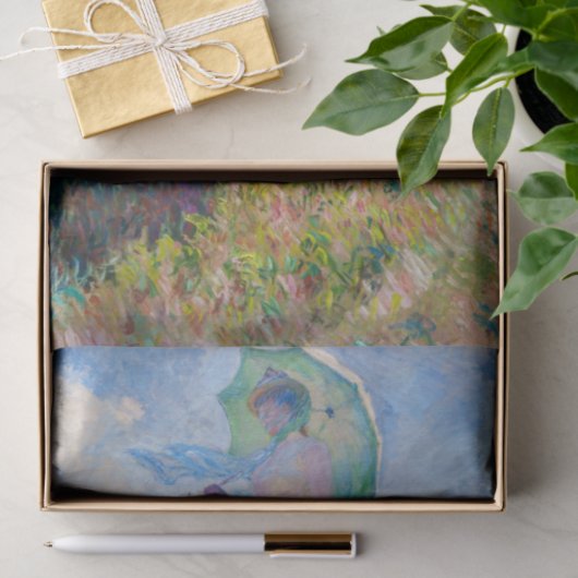 Claude Monet - Vrouw met een parasol naar links Tissuepapier (Geschenk)