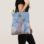 Claude Monet - Vrouw met een parasol naar links Tote Bag (Dichtbij)