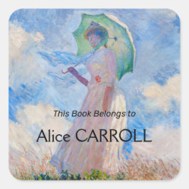 Claude Monet - Vrouw met een parasol naar links Vierkante Sticker