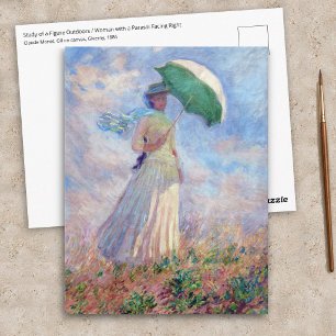 Claude Monet - Vrouw met een parasol naar rechts Briefkaart