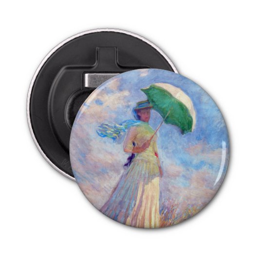 Claude Monet - Vrouw met een Parasol naar rechts Button Flesopener (Voorkant)