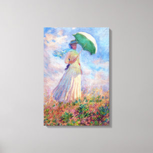 Claude Monet - Vrouw met een parasol naar rechts Canvas Afdruk