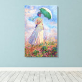 Claude Monet - Vrouw met een Parasol naar rechts Canvas Afdruk (Insitu (Houten vloer))