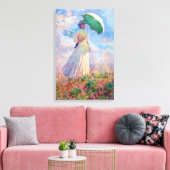 Claude Monet - Vrouw met een Parasol naar rechts Canvas Afdruk (Insitu (Woonkamer))