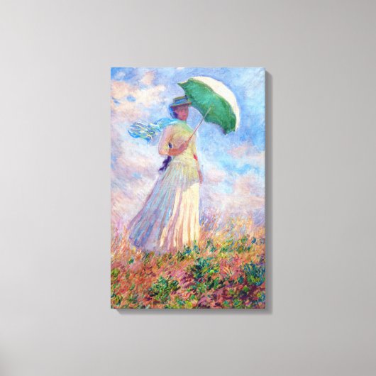 Claude Monet - Vrouw met een Parasol naar rechts Canvas Afdruk (Voorkant)