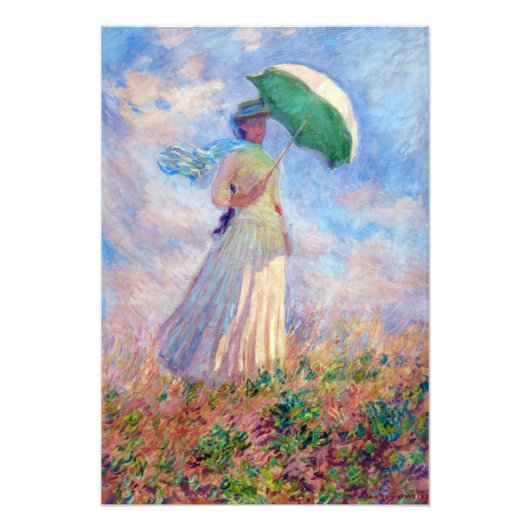 Claude Monet - Vrouw met een Parasol naar rechts Foto Afdruk (Voorkant)