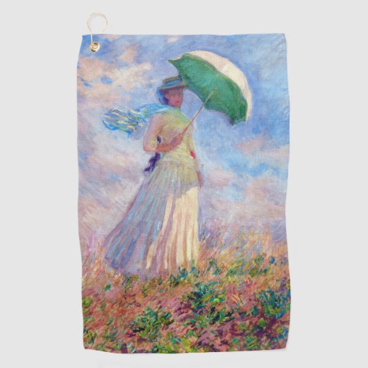 Claude Monet - Vrouw met een Parasol naar rechts Golfhanddoek (Voorkant)