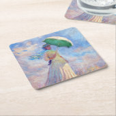 Claude Monet - Vrouw met een Parasol naar rechts Kartonnen Onderzetters (Schuin)