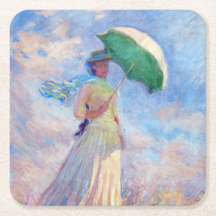 Claude Monet - Vrouw met een Parasol naar rechts Kartonnen Onderzetters