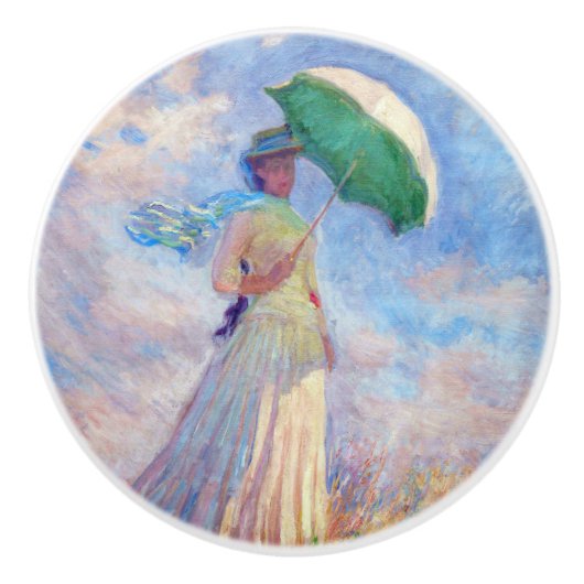 Claude Monet - Vrouw met een Parasol naar rechts Keramische Knop (Voorkant)