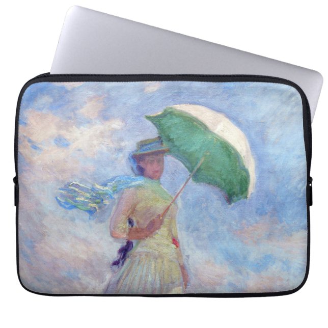 Claude Monet - Vrouw met een Parasol naar rechts Laptop Sleeve (Voorkant)
