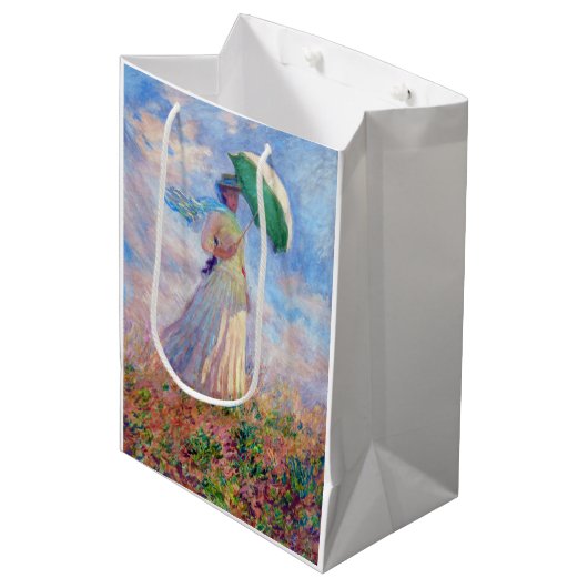 Claude Monet - Vrouw met een Parasol naar rechts Medium Cadeauzakje (Voorkant Gekanteld)