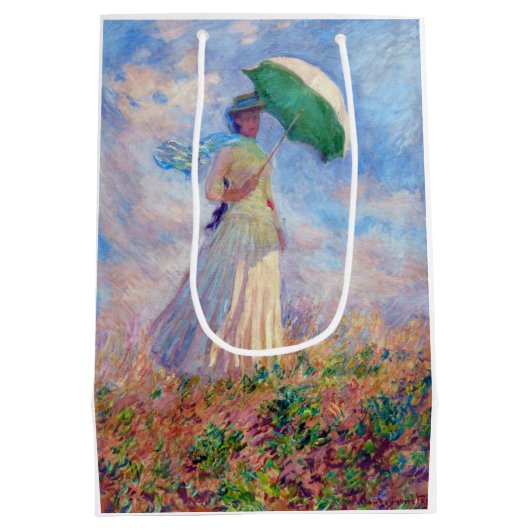 Claude Monet - Vrouw met een Parasol naar rechts Medium Cadeauzakje (Achterkant)