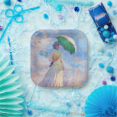 Claude Monet - Vrouw met een Parasol naar rechts Papieren Bordje (Feest)