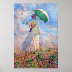 Claude Monet - Vrouw met een Parasol naar rechts Poster