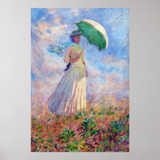 Claude Monet - Vrouw met een Parasol naar rechts Poster (Voorkant)
