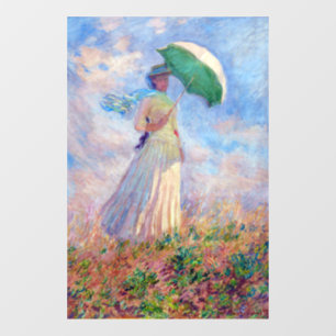 Claude Monet - Vrouw met een Parasol naar rechts Raamsticker