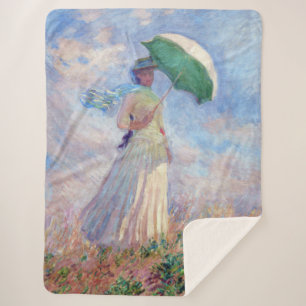 Claude Monet - Vrouw met een Parasol naar rechts Sherpa Deken
