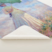 Claude Monet - Vrouw met een Parasol naar rechts Sherpa Deken (3/4)