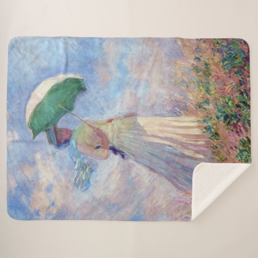 Claude Monet - Vrouw met een Parasol naar rechts Sherpa Deken (Voorkant (horizontaal))