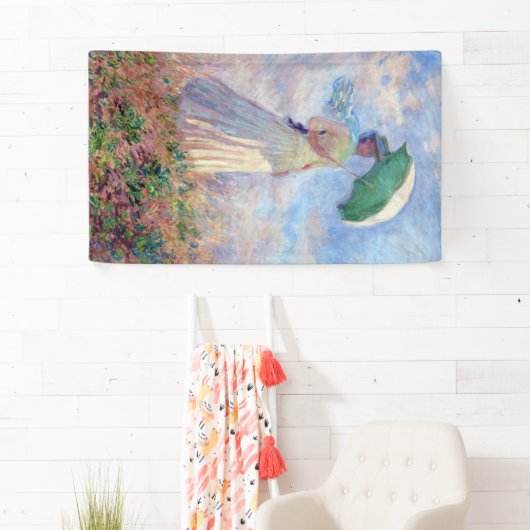 Claude Monet - Vrouw met een Parasol naar rechts Spandoek (Insitu)