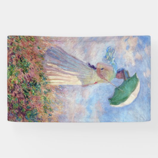 Claude Monet - Vrouw met een Parasol naar rechts Spandoek (Horizontaal)