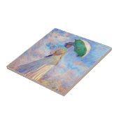 Claude Monet - Vrouw met een Parasol naar rechts Tegeltje (Zijkant)
