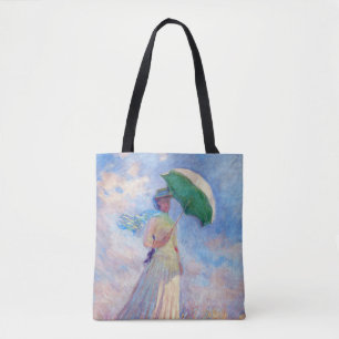 Claude Monet - Vrouw met een Parasol naar rechts Tote Bag