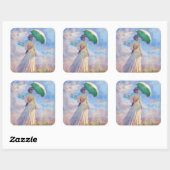 Claude Monet - Vrouw met een Parasol naar rechts Vierkante Sticker (Vel)