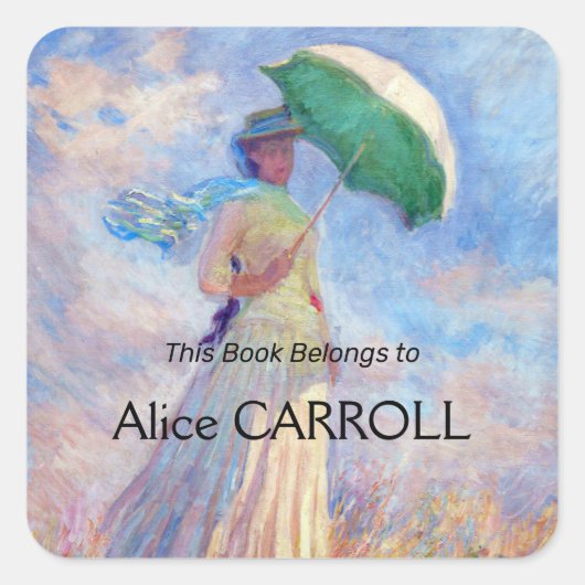 Claude Monet - Vrouw met een Parasol naar rechts Vierkante Sticker (Voorkant)