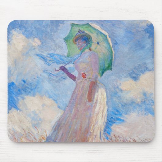 Claude Monet - Vrouw met een parasol/paraplu Muismat (Voorkant)