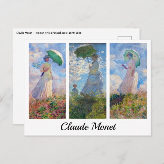 Claude Monet - Vrouw met een Parasol serie Briefkaart (Voorkant / Achterkant)