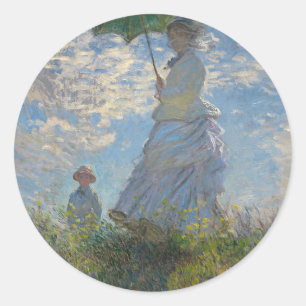 Claude Monet - Vrouw met een parasolkunstwerk Ronde Sticker