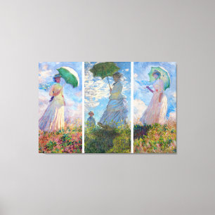 Claude Monet - Vrouw met een serie van Parasol Canvas Afdruk