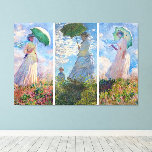 Claude Monet - Vrouw met een serie van Parasol Canvas Afdruk (Insitu (Houten vloer))