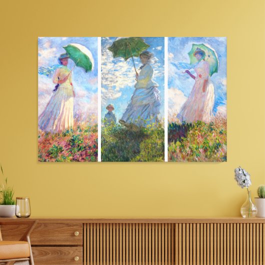 Claude Monet - Vrouw met een serie van Parasol Canvas Afdruk (Insitu (Woonkamer))