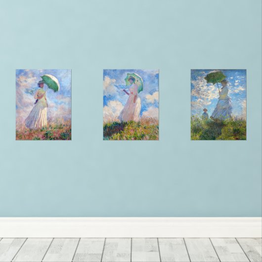 Claude Monet - Vrouw met een serie van Parasol Muurkunst Sets (Houten vloer)
