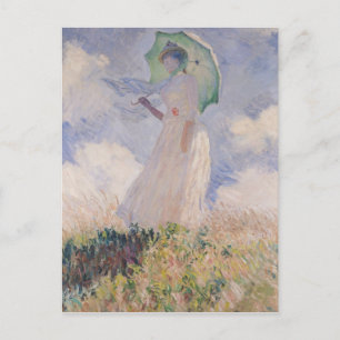 Claude Monet   Vrouw met Parasol links gedraaid Briefkaart