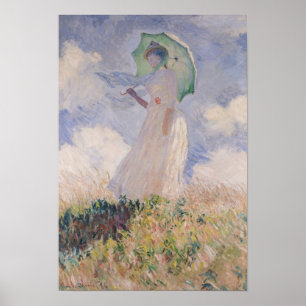 Claude Monet   Vrouw met Parasol links gedraaid Poster