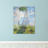 Claude Monet: Vrouw met Parasol Madame Monet 1875 Canvas Afdruk (Insitu (Houten vloer))