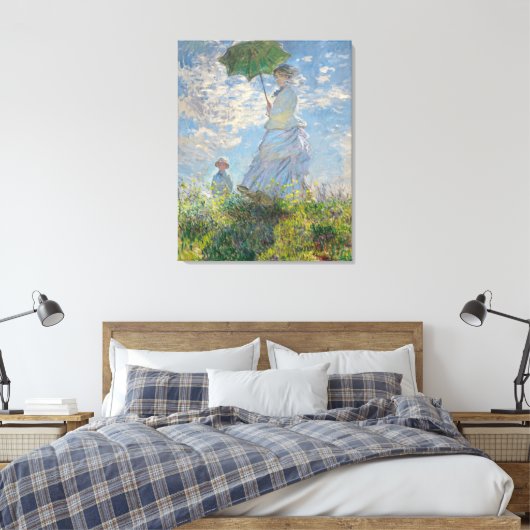 Claude Monet: Vrouw met Parasol Madame Monet 1875 Canvas Afdruk (Insitu (Slaapkamer))