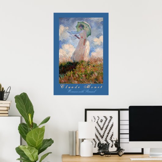 Claude Monet: Vrouw met Parasol Poster (Thuiskantoor)
