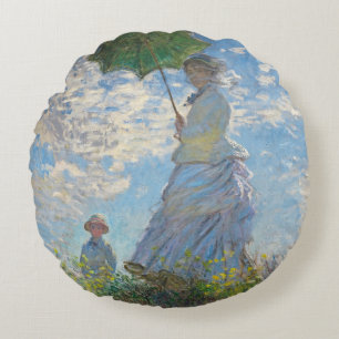 Claude Monet   Vrouw met parasol Rond Kussen