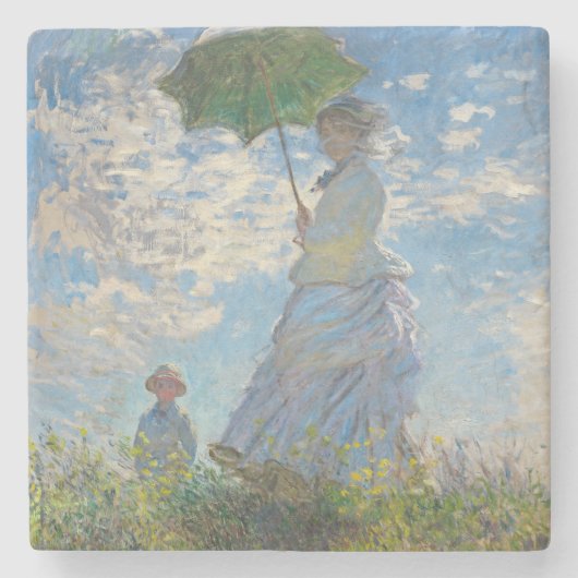 Claude Monet | Vrouw met parasol Stenen Onderzetter (Voorkant)