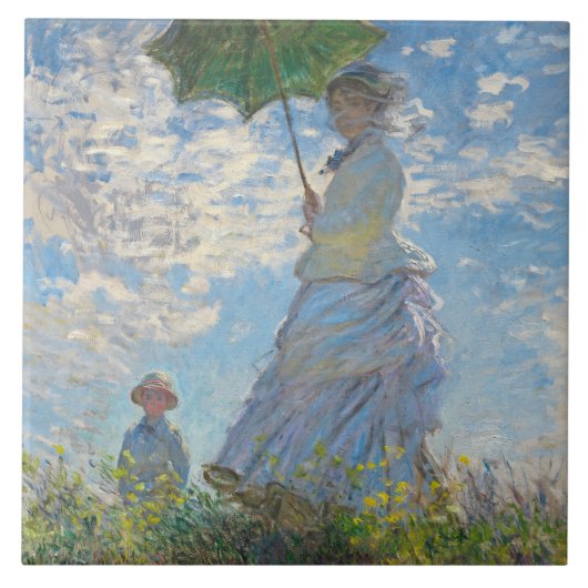 Claude Monet | Vrouw met parasol Tegeltje (Voorkant)