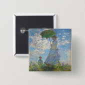 Claude Monet | Vrouw met parasol Vierkante Button 5,1 Cm (Voorkant /achterkant)