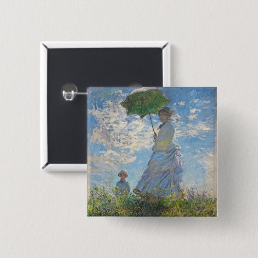 Claude Monet | Vrouw met parasol Vierkante Button 5,1 Cm (Voorkant /achterkant)
